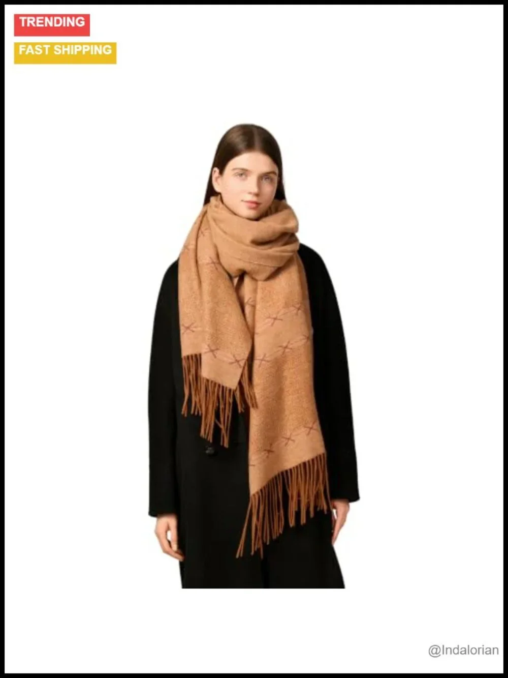 Oversized Tassel Pashmina Shawl Wrap 90% Lamb Wool Fall Winter Scarf